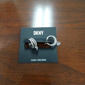DKNY Silver Cubic Zirconia Hoop Earrings